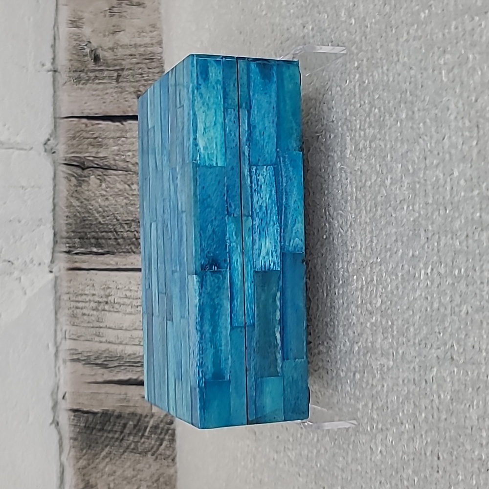 Handcrafted Handmade Bone Inlay Decorative Jewelry/Keepsake Display Box in Blue
